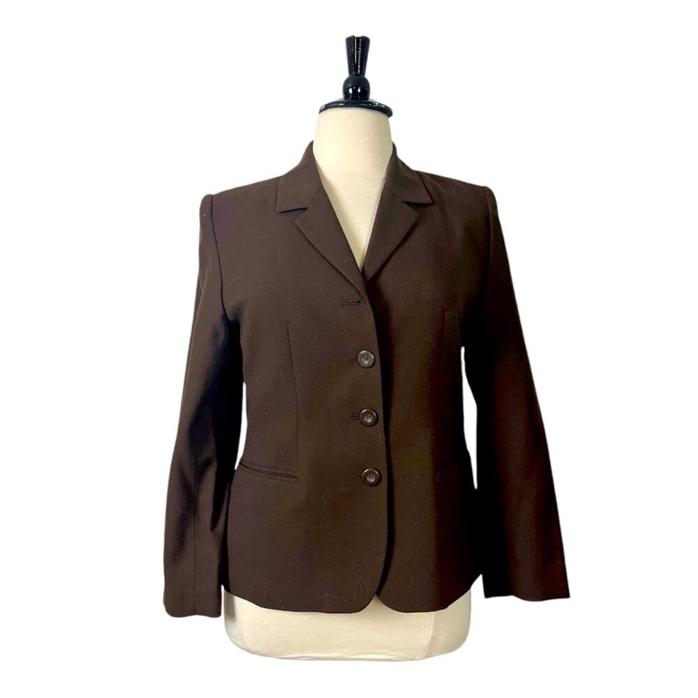 Mark Alexander Vintage Blazer Brown 100% Wool 4 Button Peak Lapel Women Size 14